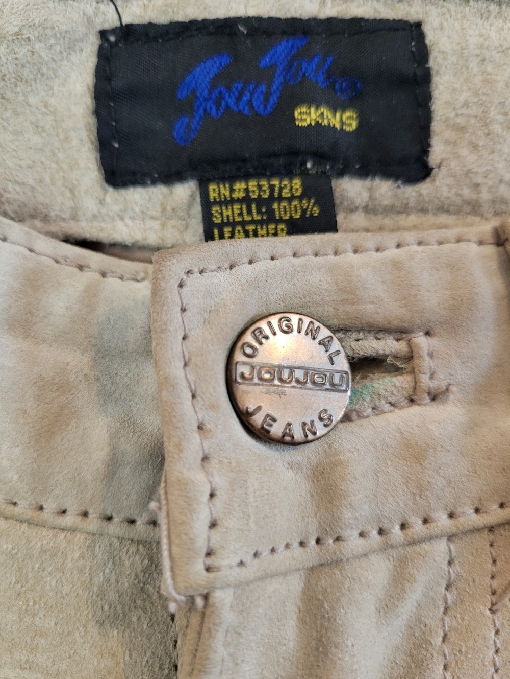 Vtg 90s Y2K Jou Jou Skins Leather Suede Bootcut Pants - Picture 4 of 8